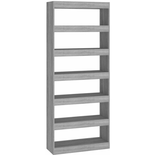 Book Cabinet/Room Divider Grey Sonoma 80x30x198 cm Engineered Wood Vidaxl Grey