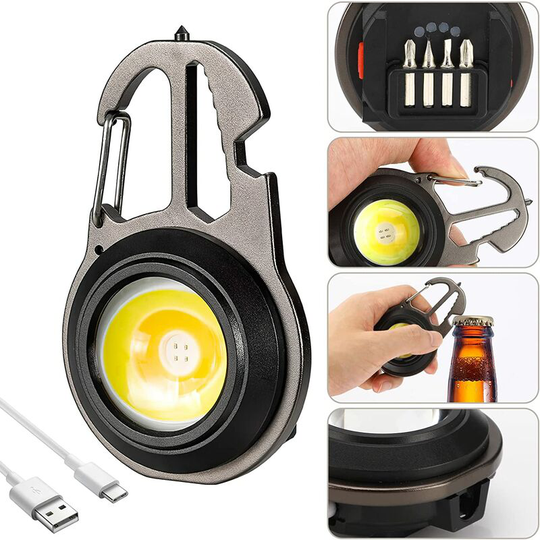 Aougo - cob Small Flashlights, Led Flashlight 500 lm Rechargeable Mini led Flashlight 7 Modes Portable Work Light with Screwdriver Bottle Opener for