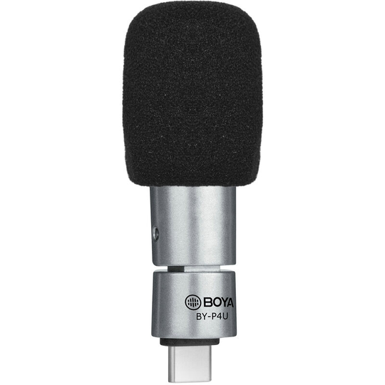 Boya - BY-P4U Omnidirectional Condenser Microphone Mini Mic with Windscreen Type-C Port Replacement for Android Smartphone Tablets Vlog Shooting Live