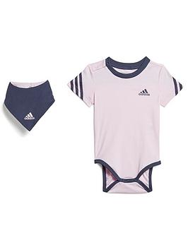 adidas Favourites Baby Girls 3 Stripe All In One - Light Pink, Light Pink, Size 2-3 Years, Women