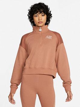 Nike Air Quarter Zip Fleece - Light Brown, Light Brown, Size 2Xl, Women