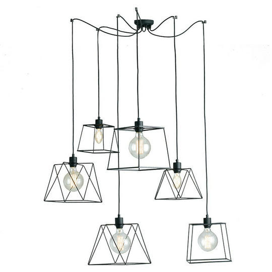 Fan Europe Lighting - Fan Europe brooklyn 6 Light Cluster Pendant Ceiling Light Black 250cm