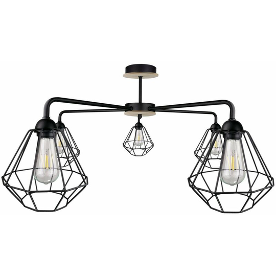 Keter Foskal Semi Flush Light Black, Wood, 70cm, 5x E27