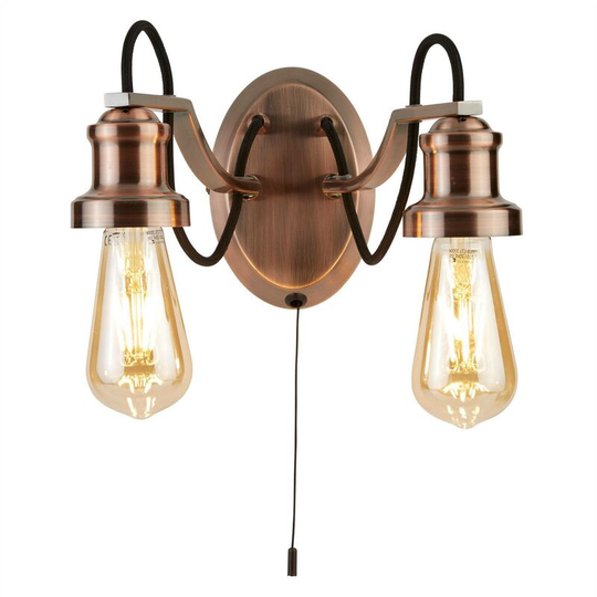 Searchlight Oliva - 2 Light Indoor Wall Light Black, Copper, E27