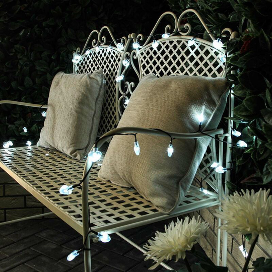10m Solar Power White Heart led Fairy String Lights | Outdoor Garden Decoration - White