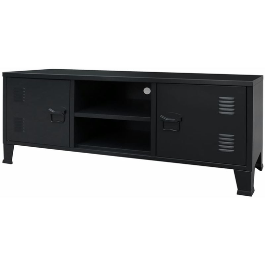 Hommoo - tv Cabinet Metal Industrial Style 120x35x48 cm Black VD11907
