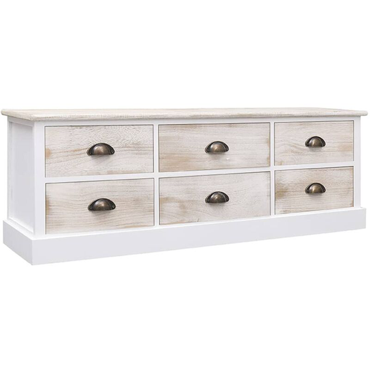 Vidaxl - tv Cabinet White&Light Brown 108x30x40 cm Solid Wood Paulownia White
