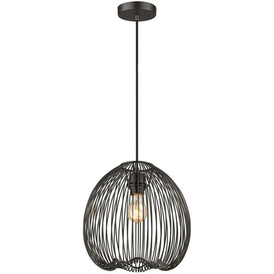 1 Light Wire Ceiling Pendant Matt Black, E27 - Spring Lighting