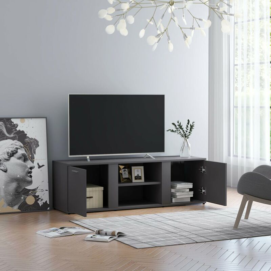 TV Cabinet Grey 120x34x37 cm Chipboard - Grey