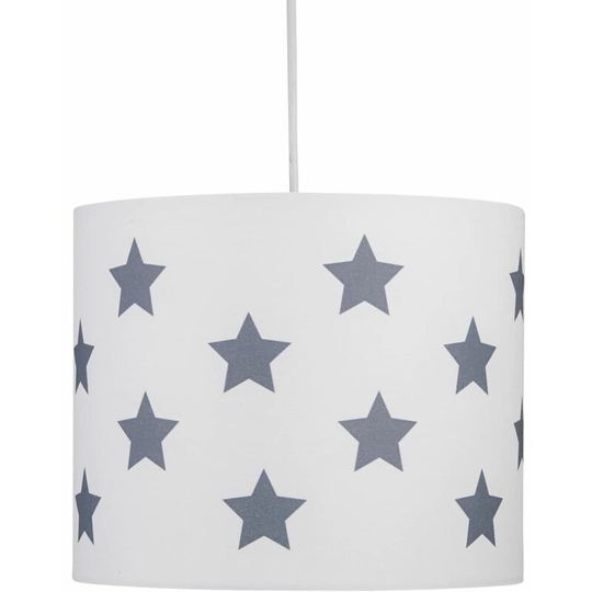 First Choice Lighting - White with Grey Stars 25cm Light Shade - White with dark grey stars digital print
