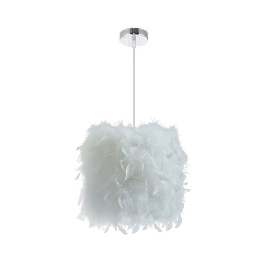 Aougo - Feather Chandelier E27, Inner Diameter 15cm Personality Light Luxury Living Room Romantic Warm Light Bedroom Badminton Light White