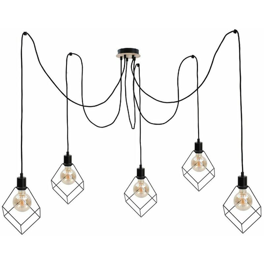 Keter Lighting - Keter Ruben Cluster Pendant Ceiling Light Wood, 5x E27