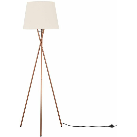 Floor Lamp Tripod Camden Light in Copper with Tapered Lampshade - Beige