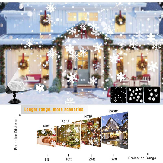 Thsinde - Christmas Projector Lights, Upgrade Dynamic Snowflake Projector Lights, Snowfall Light Show, Waterproof, for Christmas, Halloween, Party,