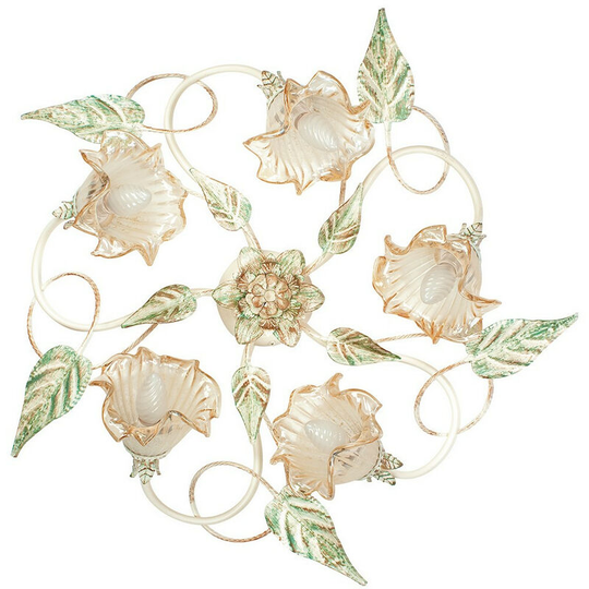 Fan Europe PRIMAVERA 5 Light Multi Arm Semi Flush Ceiling light Ivory 68x20cm