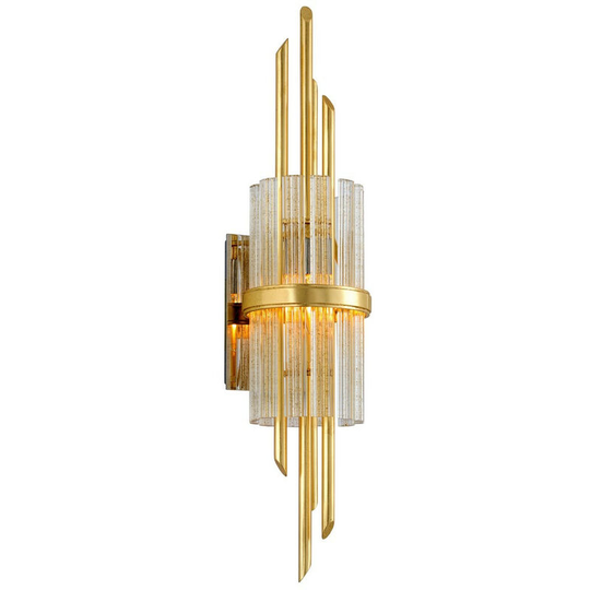 Symphony 1 Light Wall Sconce Gold Leaf Polished Stainless, Glass