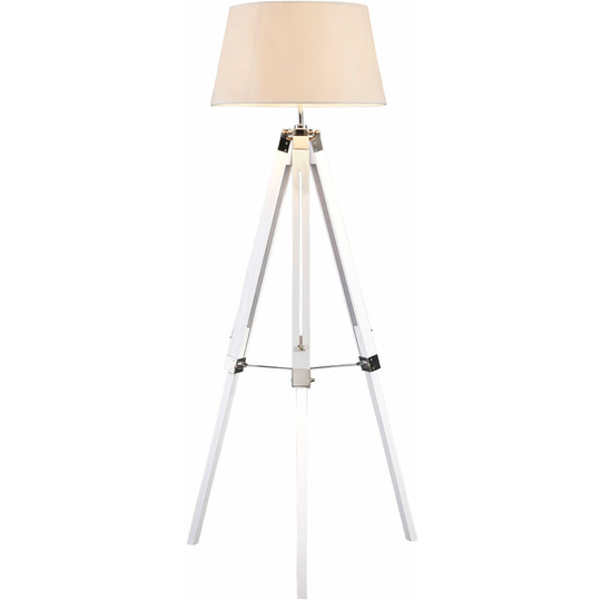 Premier Housewares - Floor Lamp Contemporary Floor Lamps For Living Room Reading Light With Tripod Base White Metal Standing Lamp 48 x 48 x 144