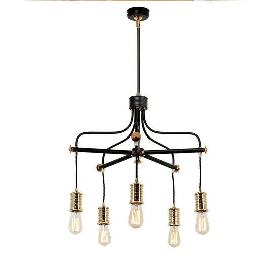 Elstead Lighting Douille 5 Light Chandelier Black/Polished Brass