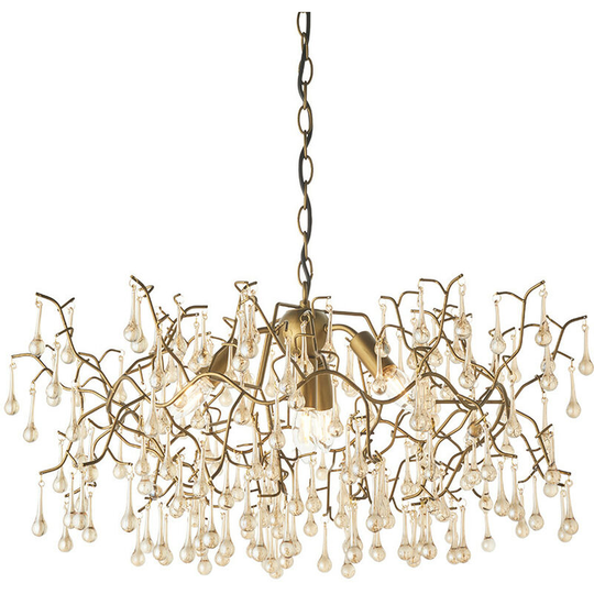 Merano Rimini 4 Light Ceiling Pendant Aged Gold Paint & Champagne Lustre Glass