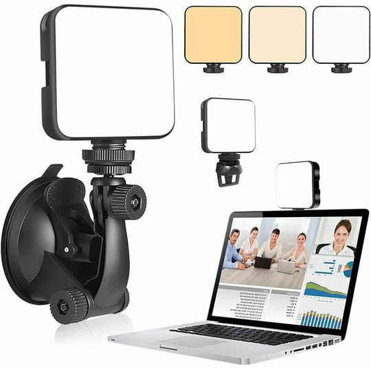 Bearsu - Light for video conferences, video conferences, adjustable light, brightness and temperature with suction cup and tripod for video
