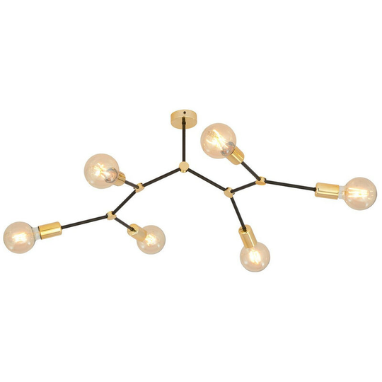 Emibig Code Black Contemporary Multi Arm Semi Flush Ceiling light 6x E27