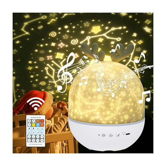 Sun Flowergb - Night Light for Kids with Star Projector, 360 Rotating Music Night Light + Remote Control, led Starry Night Light for Birthday,