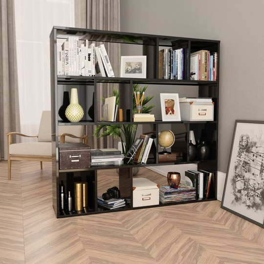 Devenirriche - Room Divider/Book Cabinet High Gloss Grey 110x24x110 cm Chipboard - Grey
