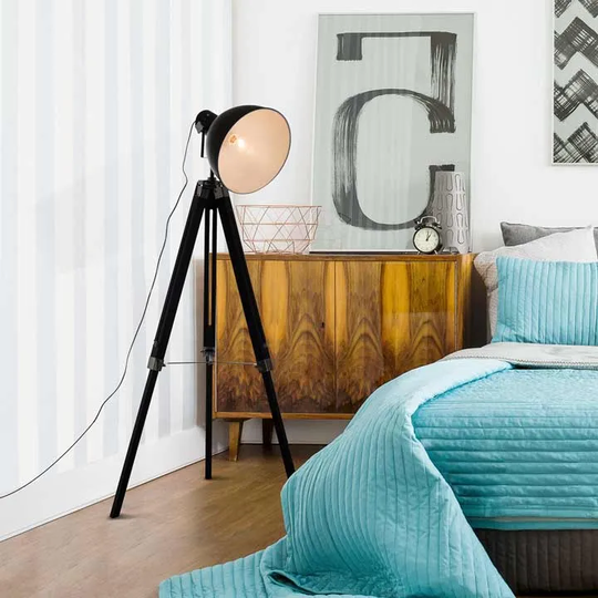 HOMCOM Stand Floor Lamp Tripod Light Livingroom Studio Dome Shade Retro Style White