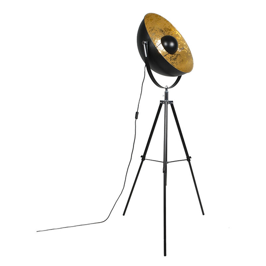 Qazqa - Industrial floor lamp tripod black - Magna 50 Eglip - Black