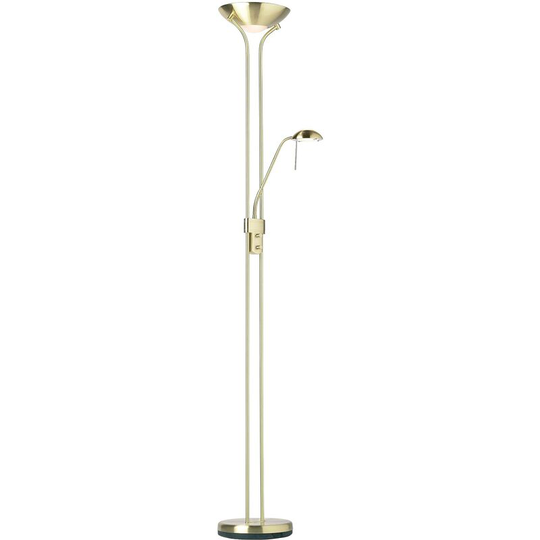 Endon Collection Lighting - Endon Rome - Mother and Child Floor Lamp Satin Brass, Opal Glass, G9