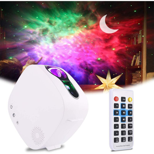 Rare Pearl Starry Sky Projector, 360 ° Rotating 4 in 1 Moon Nebula Projector Lamp with rf Remote Control and Bluetooth Speaker, led Projector Night