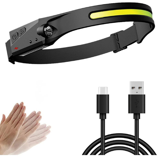 Aougo - led Headlamp, usb Rechargeable Headlamp, 500 Lumens Motion Sensor cob led Headlamp, 5 Light Modes, 72g, IPX4 Waterproof Headlamp for Kids,