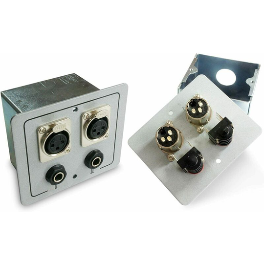 Loops - Dual xlr & 6.35mm Microphone Mic Outlet Wall Face Plate - Fixings Included