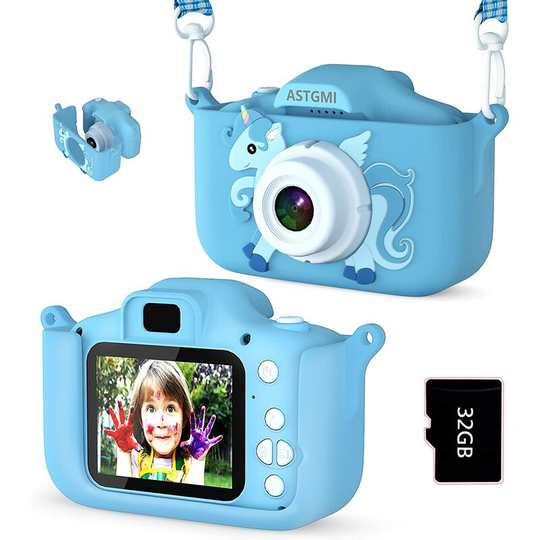 Camera for Kids, 2.0 Inch Kids Digital Camera, Mini Rechargeable Kids Camera Camcorder Gift Toy Girls Boys 3-10 Years Old, 1080P HD Video, 32G SD