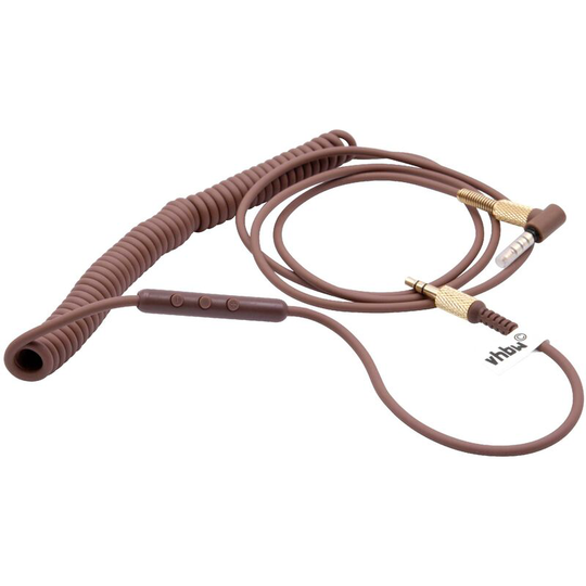 Audio aux Cable compatible with Marshall Kilburn, Kilburn 2 Headphones - With 3.5mm Jack, 150 - 230cm, Gold/Brown - Vhbw