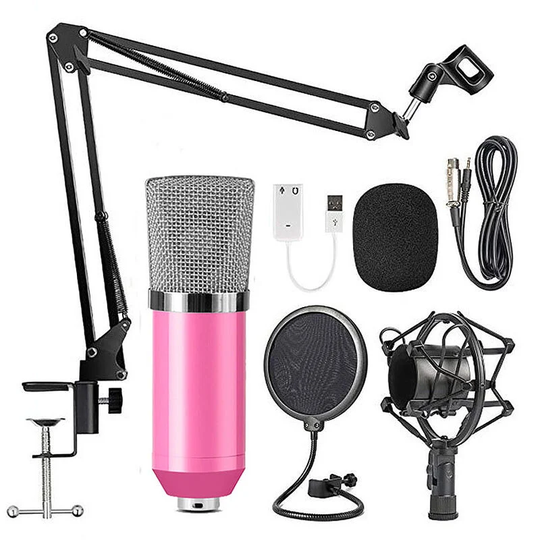 Professional BM700 Condenser Microphone Sound Recording Microphone Mic ktv Singing Studio Recording Kit Pink,Pink - Pink