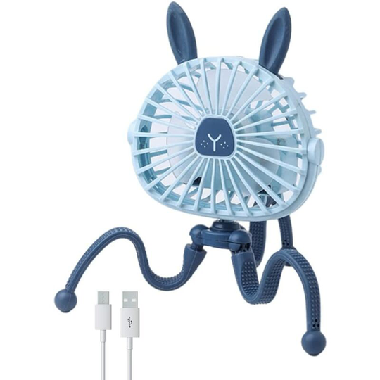 Norcks - Mini Fan Manual Baby Stroller Fan usb Baby Fan Quiet Personal Portable Fan with Flexible Tripod for Camping Camping Travel ,Blue - Blue