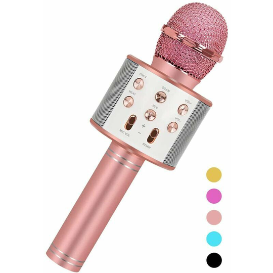 Qersta - Wireless Karaoke Microphone Portable Bluetooth Karaoke Microphone for Kids Music Karaoke Toys Birthday Gifts for Boys Girls - Pink