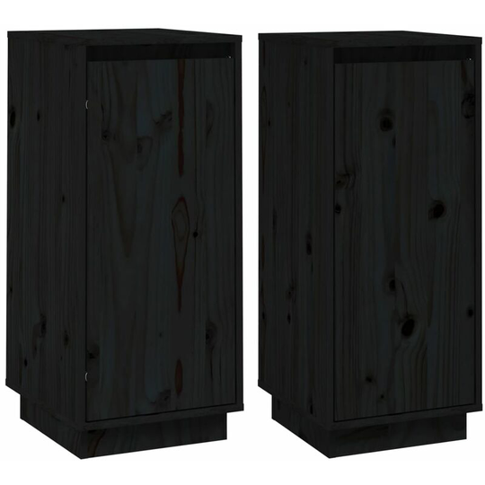 Sideboards 2 pcs Black 31.5x34x75 cm Solid Wood Pine Vidaxl Black