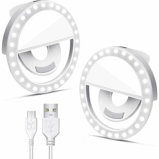 Monly - 2PCS led Selfie Ring Light Phone Rechargeable Selfie Ring Light 3 Adjustable Brightness Levels Selfie Light Lamp for Live Stream, TikTok,