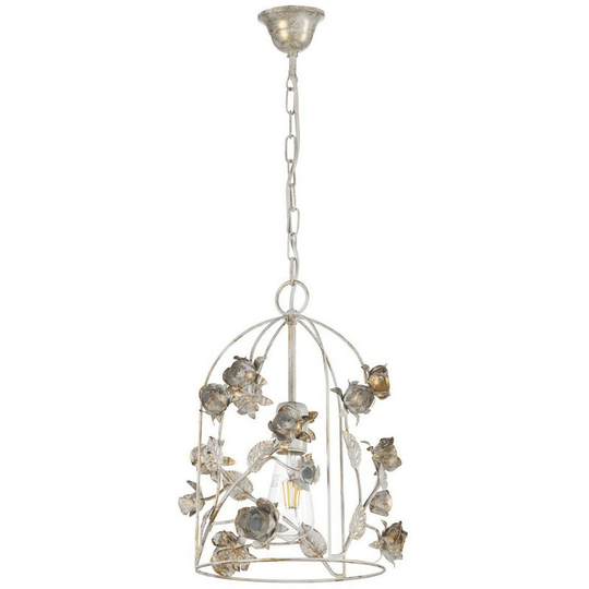 Onli Carolina Flower Design Wire Frame Pendant Ceiling Light, Ivory