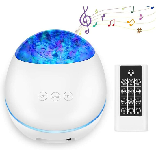 Ocean Waves Projector Lamp LED Projector Bluetooth Night Lights 8 Light Modes Music Night Light with Timer Function Mood Light for Baby Kids Bedroom