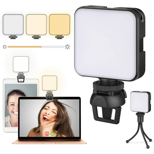 Heguyey - Video Conference Light, Camera Light, Rechargeable Clip led Video Lamp, Laptop Light for Photo, Selfie, Zoom Meetings, Telecommuting,