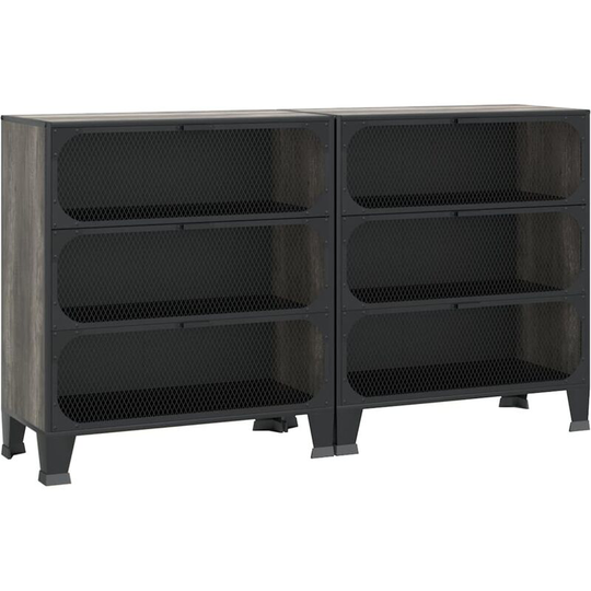 Storage Cabinets 2 pcs Grey 72x36x82 cm Metal and mdf Vidaxl Grey
