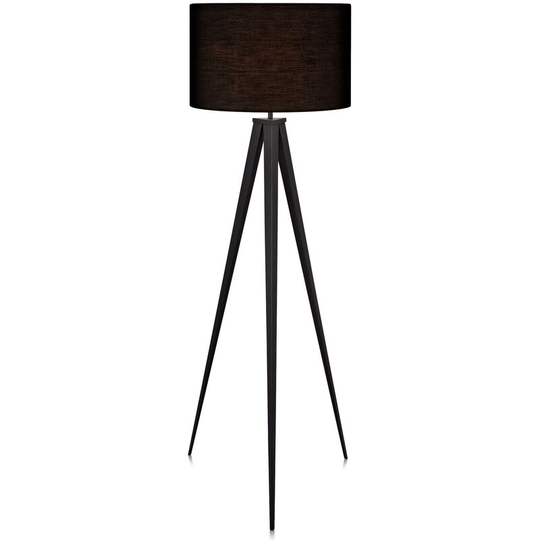 Teamsonhome - Teamson Home Romanza led Tripod Standing Floor Lamp with Drum Shade, Modern Lighting in Black for Living Room, Bedroom or Dining Room
