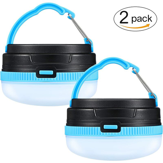 Aougo - Camping Lantern 2 Pcs Waterproof led Outdoor Camping Lights Battery Powered Tent Light 3 Modes for Power Cuts Emergency Camping Fishing