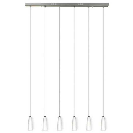 Linea Verdace Delfino 6 Light Straight Bar Pendant Ceiling Light Satin Nickel