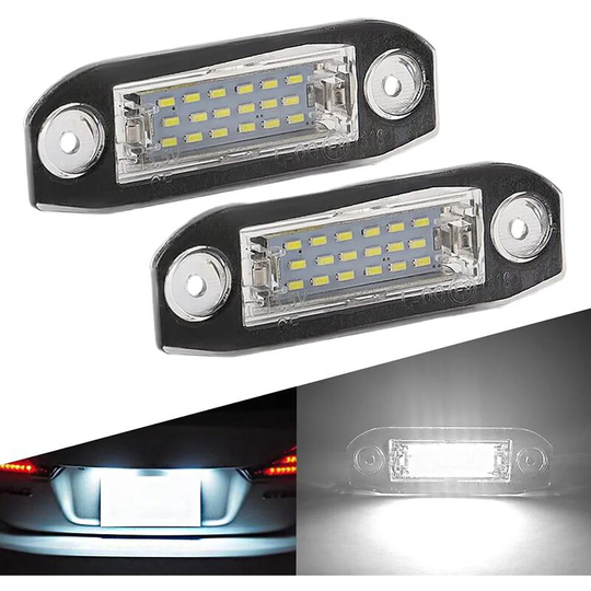 Led License Plate Light 12V 6500K Xenon White 18 pcs 3528 smd canbus Error Free For Volvo S40 S60 S80 XC70 XC60 2pcs