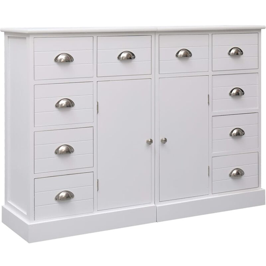 Sideboard with 10 Drawers White 113x30x79 cm Wood Vidaxl White