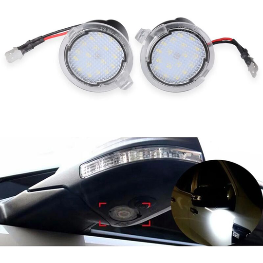 Aougo - 2pcs led Front Under Mirror Light Rear View Mirror Lights Car Side Mirror Puddle Lights Car Welcome Light 12V - White [Energy Class a+]